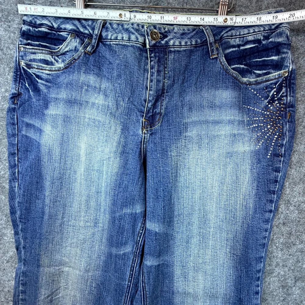 Zco Premium Bootcut Jeans Womens 24 Blue Y2K Denim Beaded Rhinestone Starburst - Picture 5 of 10